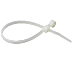 Nylon Wire Ties, White with Mounting Hole, 7", 100 pk